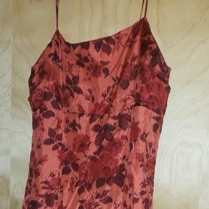 Red flower dress with beaded hem